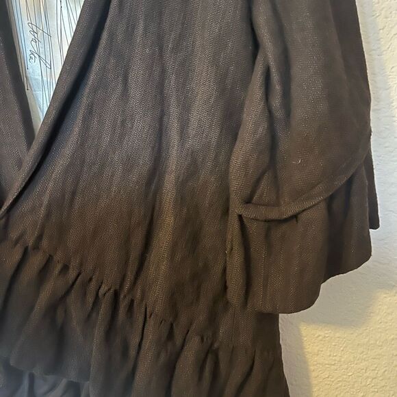Women's Walter Kimono Jacket SZ XS Wool Brown Ruffle - Picture 5 of 16